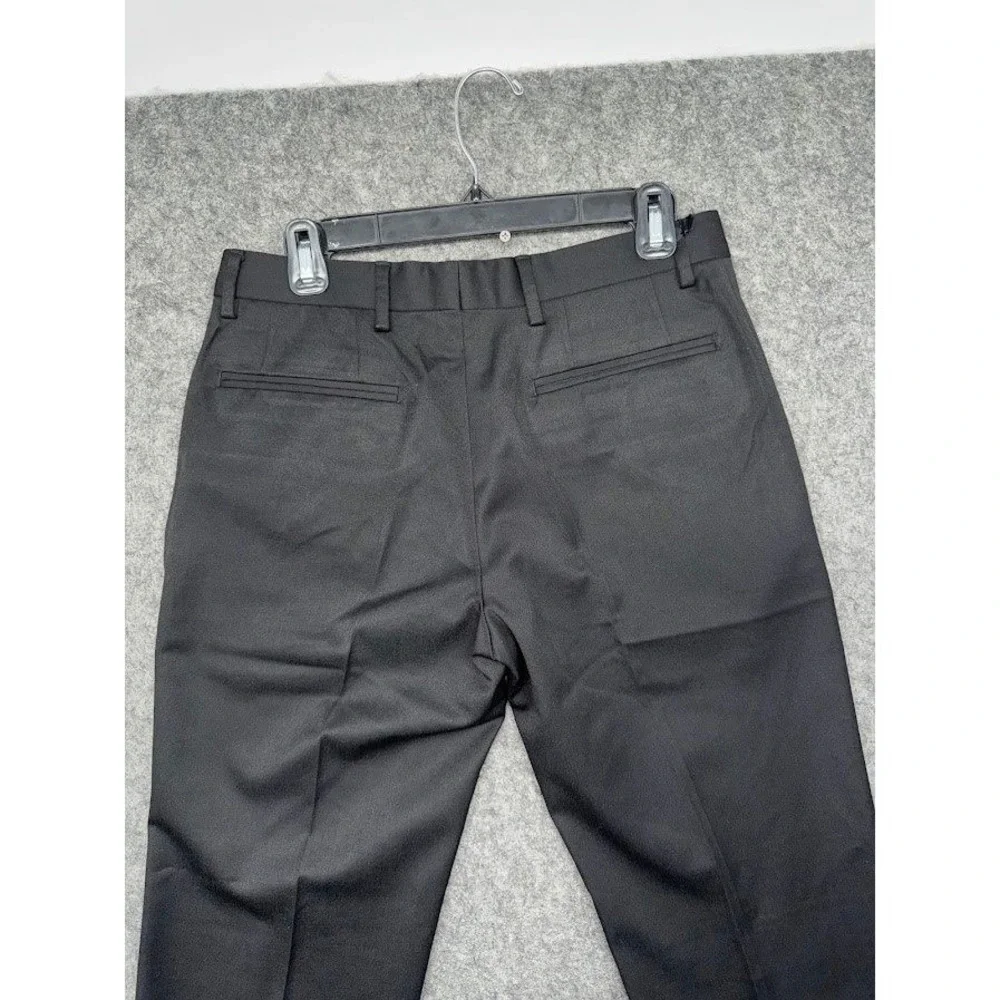 Versace Collection Mens Black Dress Pants Medusa Logo Plaque Flat Front Trousers